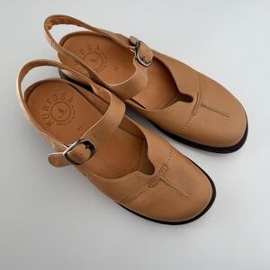 Murtosa Women's Leather Mary Jane Closed Toe Tan size 37 Made in Portugal